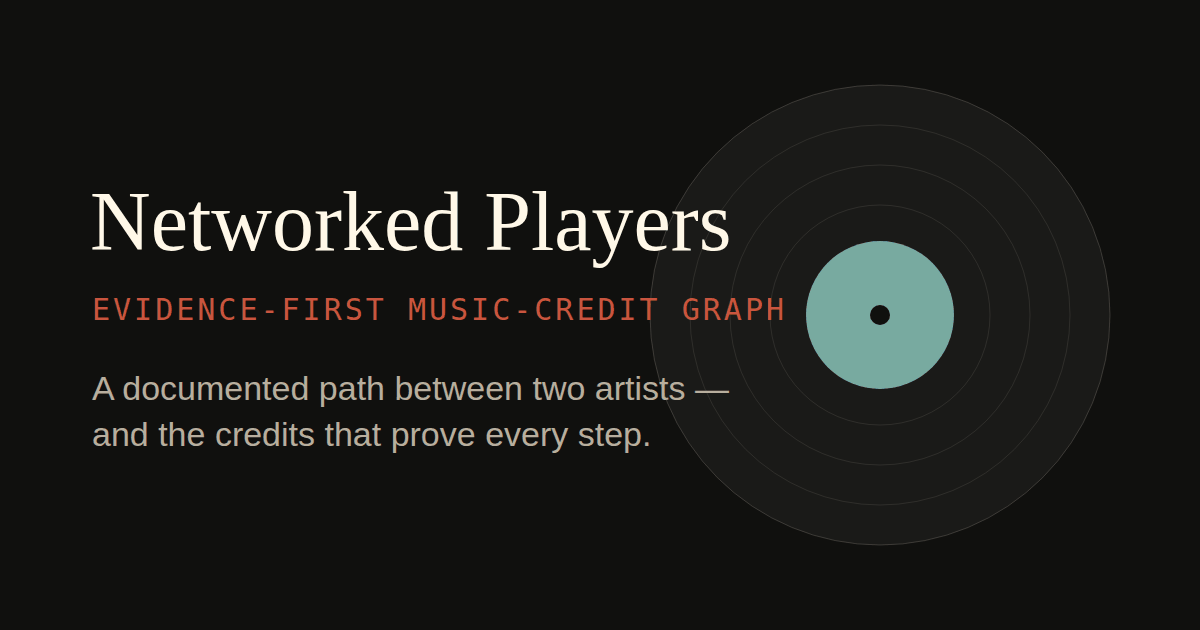 Networked Players title card with a record-groove motif